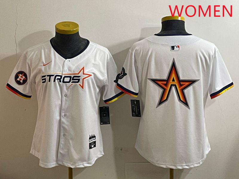 Women Houston Astros Blank White three generations Joint Name Nike 2025 MLB Jersey style 8